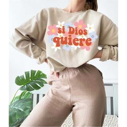 si Dios quiere png | latino sticker png | latina png | boho mexican png | floral png sublimation | png for sublimation |