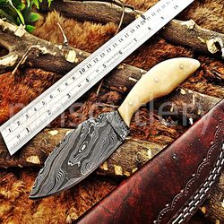 Custom Handmade Damascus Steel Hunting Skinner Knife With Bone Handle. SK-23