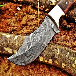 Custom Handmade Damascus Steel Hunting Skinner Knife With Wood Handle. SK-30