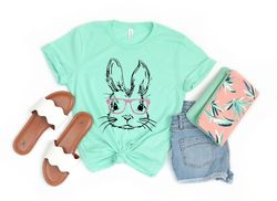 Bunny with Glasses shirt,Easter shirt,Easter bunny graphic tee,Easter shirts for women,Ladies Easter Bunny shirt,Kids Ea