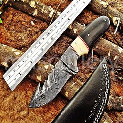 Custom Handmade Damascus Steel Hunting Skinner Knife With Bone & Horn Handle. SK-32