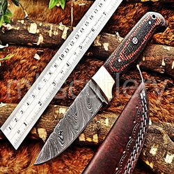 Custom Handmade Damascus Steel Hunting Skinner Knife With Micarta Sheet Handle. SK-35