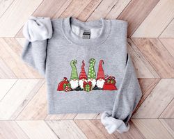 Christmas Gnomes Sweatshirt, Merry Christmas Sweatshirt, Buffalo Plaid Gnomes, Cute Gnomes Sweatshirt, Christmas Gift, H