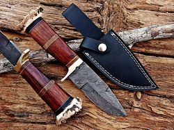 Damascus Hunting Knife , Superior Hand Made Damascus Steel Combat Hunting Knife