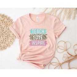 Teach Love Inspire Shirt, Blessed Teacher Leopard Shirt,Teacher Shirt, Teacher Gifts, Back to School,Teacher T-Shirt