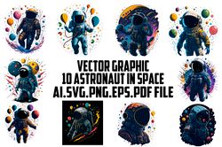 Astronaut Holding Ballons AI.SVG.EPS.PDF.PNG DOWNLOAD DIGITAL SUBLIMATION FILES