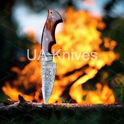 handmade damascus steel hunting knife, camping knife, damascus knives, hand forged knife, anniversary gift, gift for men