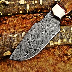 Custom Handmade Damascus Steel Hunting Skinner Knife With Wood Handle. SK-56