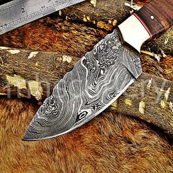 Custom Handmade Damascus Steel Hunting Skinner Knife With Wood Handle. SK-57