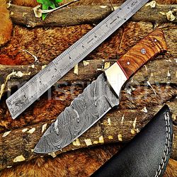 Custom Handmade Damascus Steel Hunting Skinner Knife With Wood Handle. SK-58
