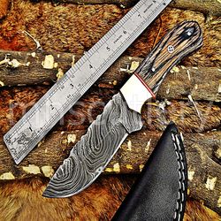 Custom Handmade Damascus Steel Hunting Skinner Knife With  Dollar Sheet Handle. SK-59