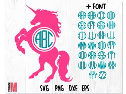 UNICORN Monogram SVG PNG | Round Monogram Font, Unicorn Monogram SVG, Monogram Letters Svg, Unicorn Svg