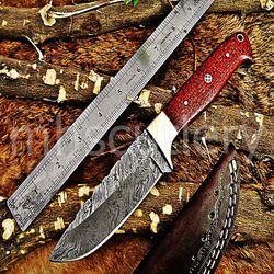 Custom Handmade Damascus Steel Hunting Skinner Knife With Kow Wood Handle. SK-63