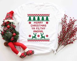 Merry Christmas Ya Filthy Animal Shirt, Naughty Funny Santa Shirt, Humorous Christmas New Year Santa Shirt,Naughty Chris