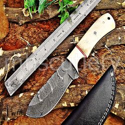 Custom Handmade Damascus Steel Hunting Skinner Knife With Bone Handle. SK-76