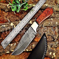 Custom Handmade Damascus Steel Hunting Skinner Knife With Wood Handle. SK-78