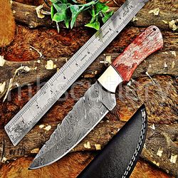 Custom Handmade Damascus Steel Hunting Skinner Knife With Bone Handle. SK-80