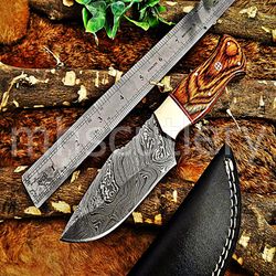 Custom Handmade Damascus Steel Hunting Skinner Knife With Dollar Sheet Handle. SK-81