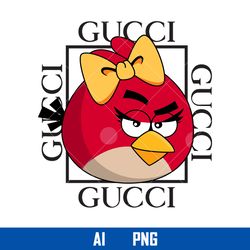 Angry Birds Red Gucci Png, Gucci Brand Logo Png, Angry Birds 2 Png, Fashion Brand Png, Digital Ai File