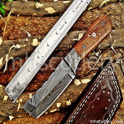 Custom Handmade Damascus Steel Hunting Skinner Knife With Rose Wood Handle. SK-97