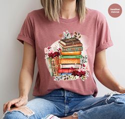 Books and Flowers Tshirt, Librarian Tshirts, Reading Gifts for Bookworm, Retro Books Shirt, Wild Flower Shirts, Floral B