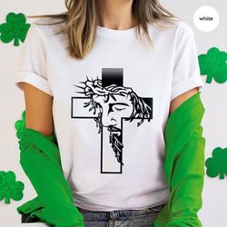 Christian Shirts, Christian Gifts, Jesus Graphic Tees, Religious Outfit, Gifts for Dad, Cross T-Shirt, Womens Vneck Tshi