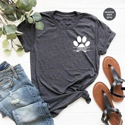 Custom Pocket Shirt for Veterinarian, Paw Print Pocket Tee for Cat Mom, Custom Pet Shirt, Gifts for Dog Dad, Custom Dog