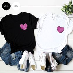 Cute Heart Pocket Tee, Valentines Day T-Shirt, Valentines Gifts, Pocket Shirts for Women, Heart Graphic Tees, Girlfriend