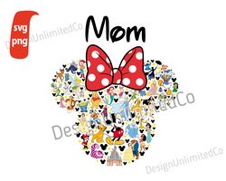 Disney Mom svg, Disney 2023 svg, Mickey Head svg, Mother's Day svg, Disney Head Multi Character png, Disney Quotes svg