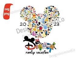 2023 Disney Family Vacation svg, Mickey Head svg, Disney Birthday Quotes Boy svg, Disney Multi Character png, Disneyland