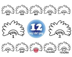 dr seuss svg. Thing hat svg, thing 1 svg, png files