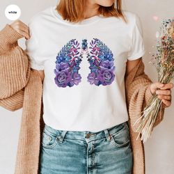 Floral Cystic Fibrosis Shirt, Cystic Fibrosis Gift, Lung Graphic Tees, Invisible Illness Tees, Gift for Her, Cystic Fibr