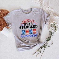 Getting Star Spangled Hammered 4th Of July Tee,Stars and Stripes Shirt,Boom Bitch Shirts,Stars Peace and Stripes Retro,A