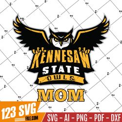 Kennesaw State Owls Mom SVG – KSU Mothers Day Gift SVG PNG EPS DXF PDF, Cricut File