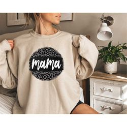 Leopard Print Mama Crewneck, Happy Mother's Day Shirt, Personalized Mama Gift, Cheetah Print Mama Tee, Momlife Shirt, Cu
