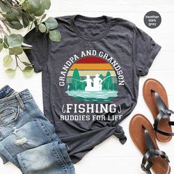 Grandpa and Grandson Fishing Buddies for Life Shirt, Funny Fishing Grandpa Grandson Crewneck Shirts, Fishing Gifts for G