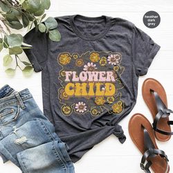 Groovy Spring Flowers Shirts For Women, Aesthetic Flower Girl Gift, Trendy Graphic Shirts For Women, Hippie Retro Flower