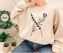 Minimalist Shirts, Floral Design Tshirt, Aesthetic Tshirts, Botanical Gifts, Inspirational Women, Minimal Flower Tshirt,