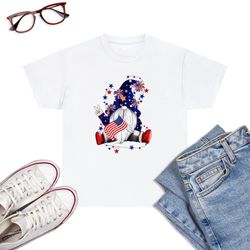 Fourth Of July Gnomes Patriotic American Flag Red White Blue T-Shirt