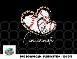 Vintage Cincinnati Baseball Leopard Heart Baseball Fans png, digital download copy