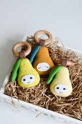 Baby rattles toys Pear baby rattle cute keepsake newborn or 3 mounth gift, new mom gift