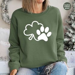 St Patricks Day Hoodies and Sweaters, Irish Cat Mom Long Sleeve Shirt, Dog Mom Gift, Shamrock Sweatshirt, Clover Hoodie,