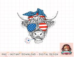 Highland Cow Heifer Bandana American Flag 4th Of July png, instant download, digital print
