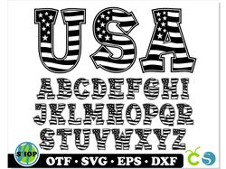 USA Flag Font otf, USA Flag Font svg Cricut, 4th of July svg, American Flag Font svg, American Flag Letters svg png