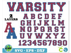 College Vintage Layered Font SVG Cricut | Varsity Font PNG SVG, College Font PNG SVG, Varsity letters svg