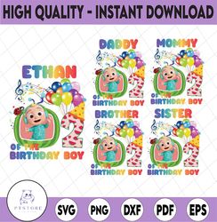 Cocomelon Personalized Name And Ages Birthday Png, Cocomelon Brithday Balloon Png,Cocomelon Family Birthday Png, Waterme