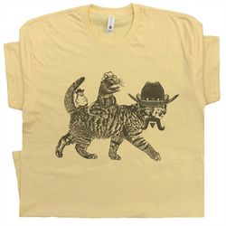 Cowboy Cat T Shirt Meowdy Shirt Funny Cat Shirt for Women Men Kids Crazy Cute Cat Catnip Madness Vintage Cool Retro Cat