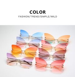 Posh Sun Glasses Big Butterfly shaped Mommy And Me Sunglasses Metal Rimless Shades Colorful party(non US Customers)