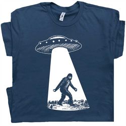 Bigfoot T Shirt UFO Shirt Funny T Shirts Alien Abduction Weird Graphic Tee Sasquatch TShirt Really Cool Cryptid Cryptozo