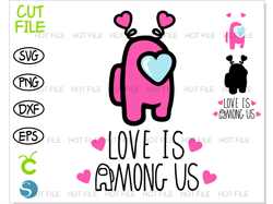 Love is Among Us svg pink, Among Us SVG Layered, Among Us shirt svg, Among Us png, Among Us heart SVG, Among Us SVG girl
